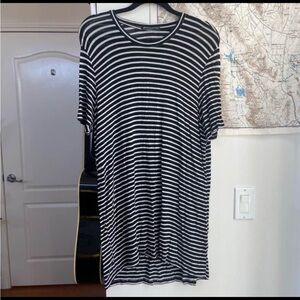 Vintage Brandy Melville Black and White Striped T-Shirt Dress
